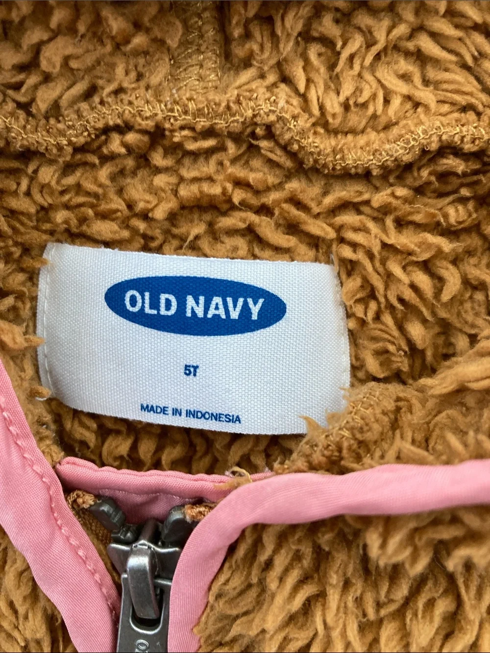 SALE! 50% Off Kids Old Navy Brown Teddy Jacket with Pink Trim Size 5T